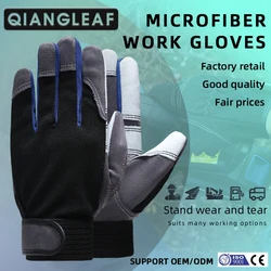 HENDUGLS 1Pair Work Gloves Black White Stitching Safety Protection Wear Glove Hiking Bicycle Bike Cycling Winter Gloves 2710