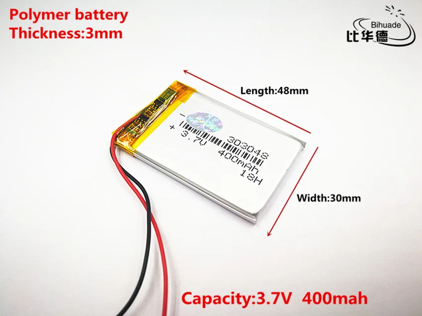 LÍT năng lượng pin Tốt Lượng Cao 3.7 V, 400 mAh, 303048 Polymer lithium ion/Pin Li-ion cho ĐỒ CHƠI, CÔNG SUẤT NGÂN HÀNG, GPS MP3, MP4