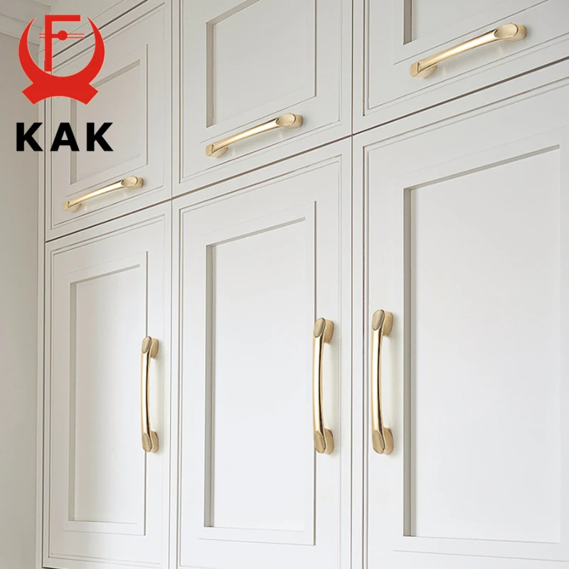KAK Bright Gold Kitchen Handle Luxury Fashion Cabinet Knobs and Handles Wardrobe Door Pulls Dresser Gold Handle Door Hardware
