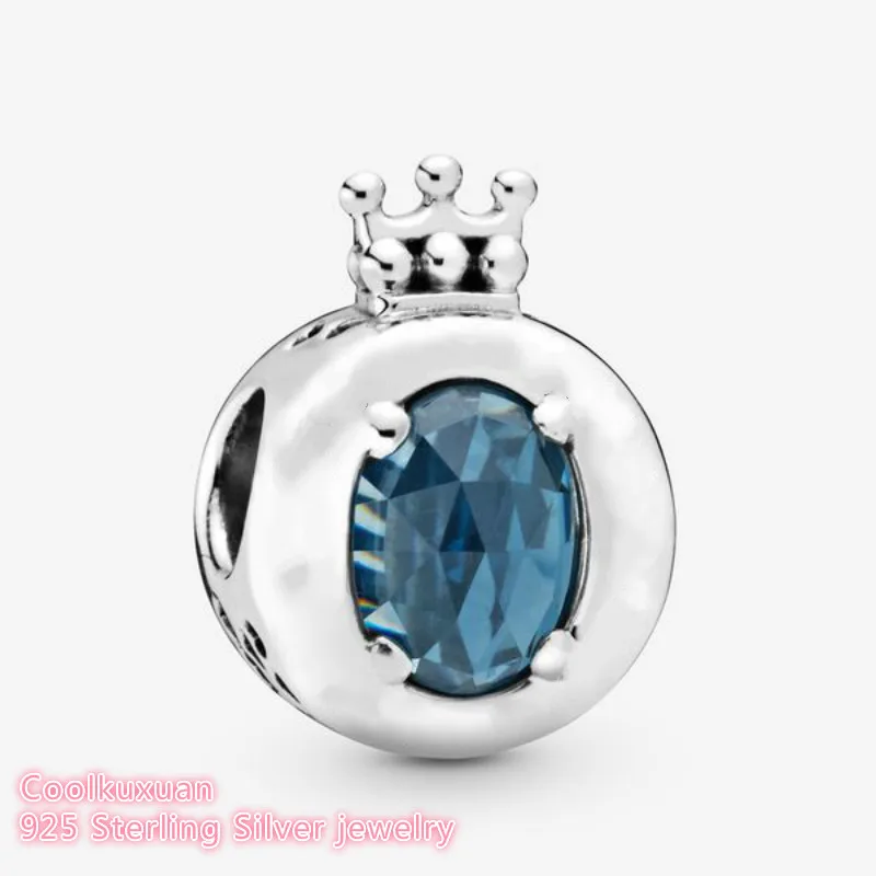 

Autumn 100% 925 Sterling Silver Blue Sparkling Crown O Charm beads Fits Original Pandora bracelets Jewelry Making