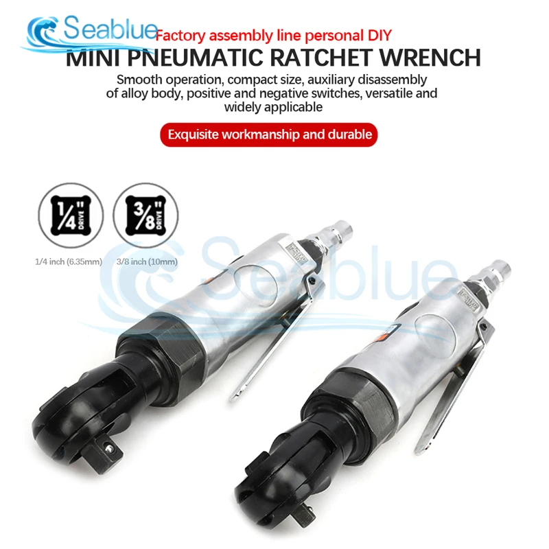 Straight Shank Mini Pneumatic Ratchet Wrench  3/8 Square Head 10mm/1/4 Square Head 6.3mm for Auto Repair Production Line etc