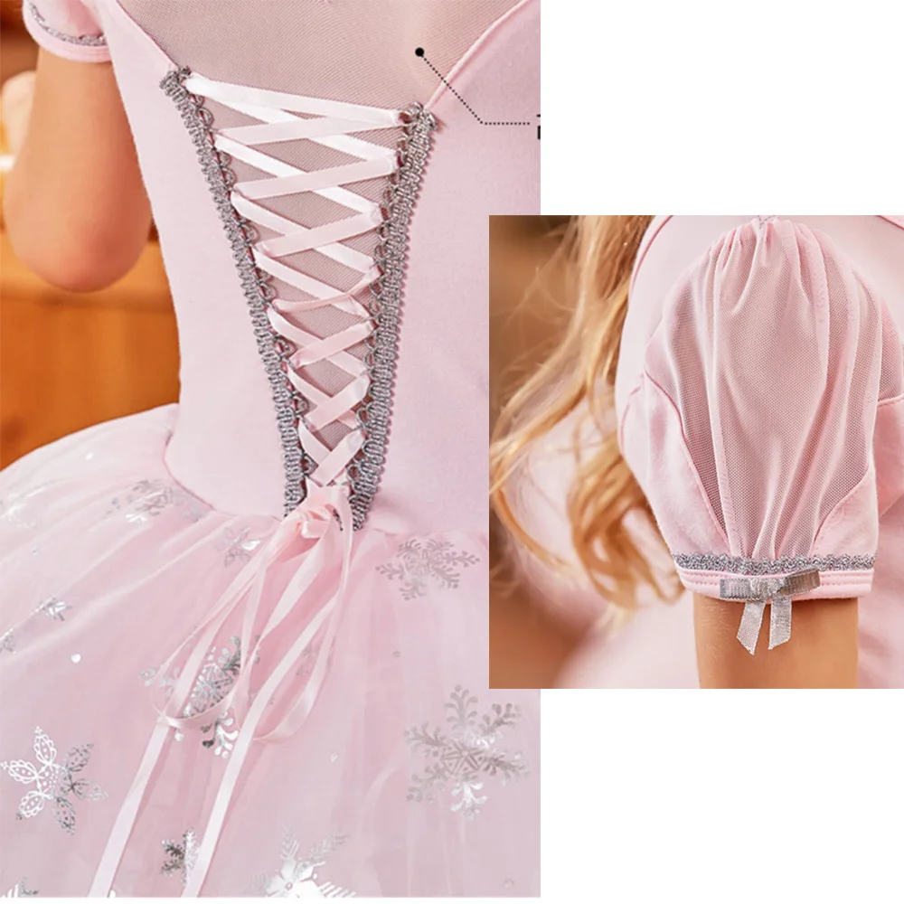 Ballerina Dress Girls  Snowflake Costume Classical Dance Costume Ballet Loetard Swimsuit for Kids