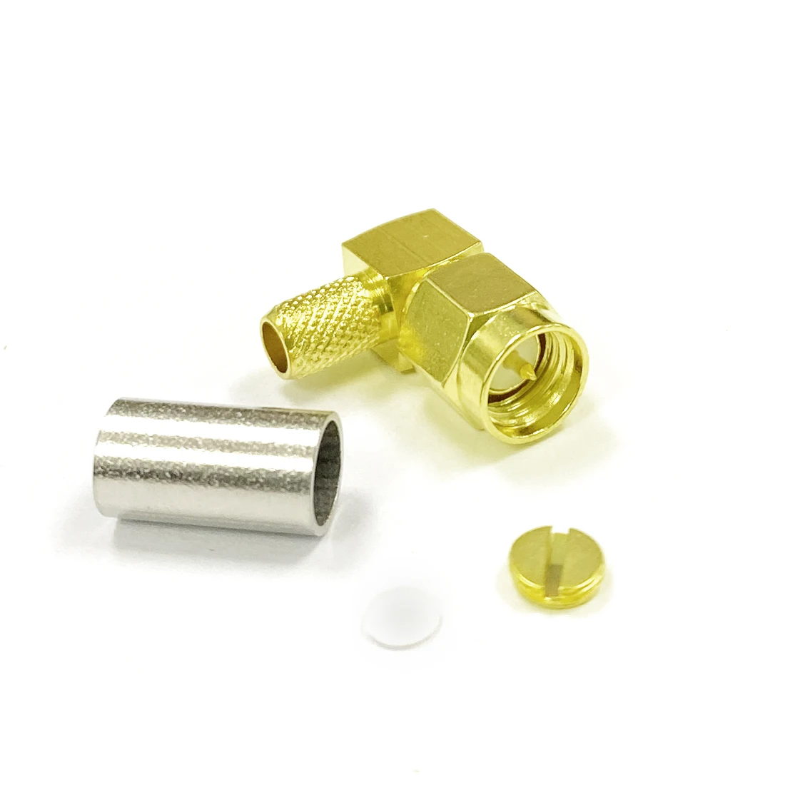 1pc SMA  Male Plug Coax Modem Connector Convertor Crimp  RG58  RG142  RG400 LMR195   Right  Angle  Goldplated NEW Wholesale