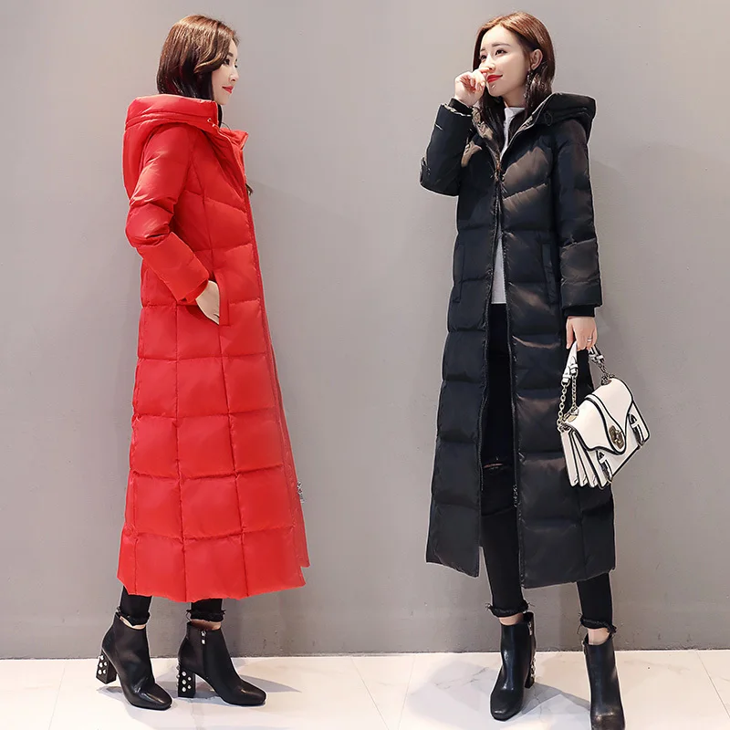 

Jacket Duck Winter Down Woman Hooded Red Long Coat Plus Size Down Coats Women Parkas Chaquetas Invierno Mujer KJ470 s