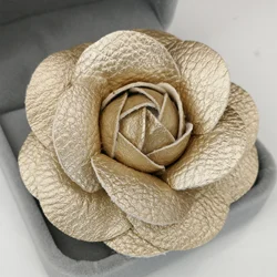 Hot Leather Camellia Brooches For Women Elegant Big Flower Pins Scarf Buckle Fashion Jewelry Coat Accessories Brooch