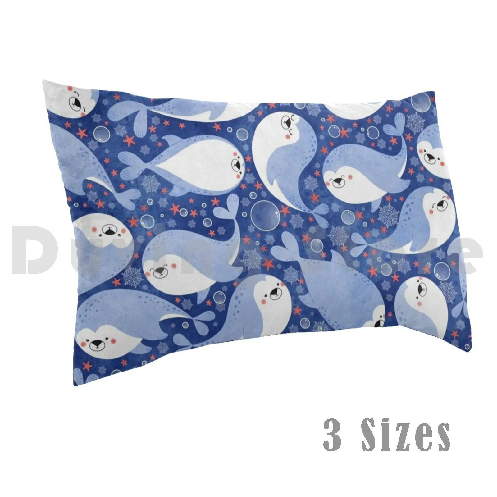 

Swimming Seals Pillow Case Printed 50x75 Pattern Design Repeat Pattern Seal Artic Animal Sea Ocean Underwater