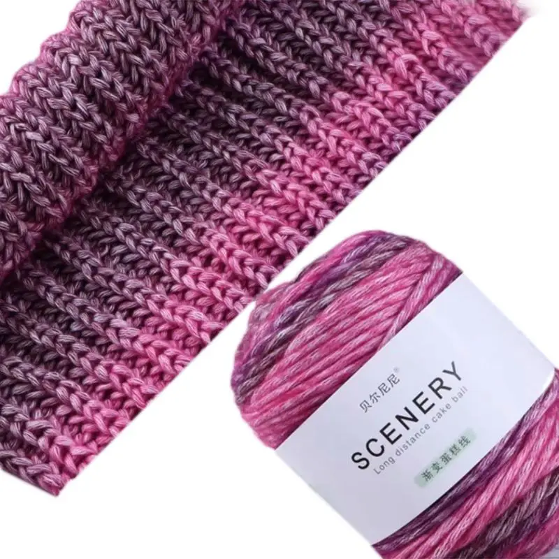 

100g Worsted Hand Knitting Cake Yarn Gradient Ombre Colorful Crochet Woven Thread DIY Craft for Warm Scarf Sweater Coat