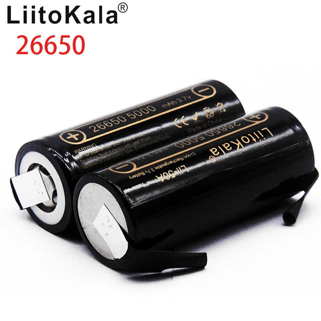 Gorący LiitoKala 3.7V 26650 5000 mah o dużej pojemności Lii-50A-N litowo-jonowy akumulator do latarki led + DIY nikiel