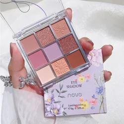 Flower Art Mousse 9 Colors Eyeshadow Palette Matte Shimmer Glitter Eyes Makeup Waterproof Pigmented Lasting Silky Touch Cosmetic