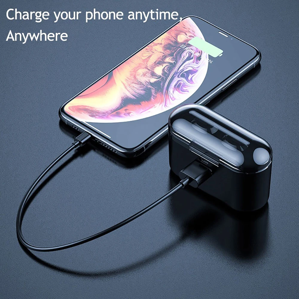 In-Ear Bluetooth 5.0 TWS Earphones Mini Wireless Earbud Stereo Earphones 2200mAh Charging Box Waterproof Earbuds for IOS Android