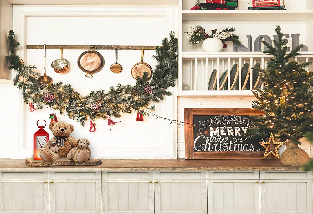 Mehofond Photography Background Christmas Kitchen Dining Room Interior Kids Newborn Portrait Decor Backdrop Photo Studio Props