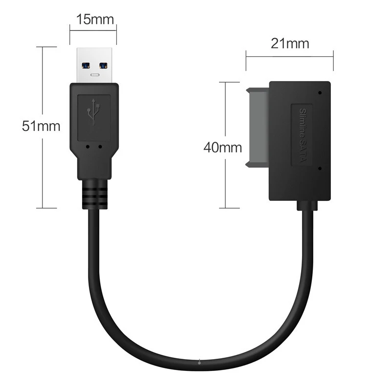 Cable adaptador USB 2,0 a Mini Sata II 7 + 6 De 13 Pines, convertidor para PC, portátil, DVD/CD ROM, unidad Slimline, en Stock, envío directo, venta al por mayor