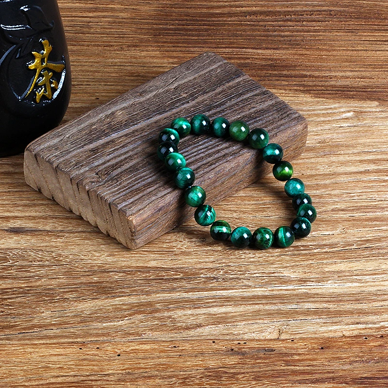 Lightning Royal Green Tiger Eye Bracelet Men 6-12mm Natural Energy Stone Beads Reiki Healing Bracelets for Women Jewelry Pulsera