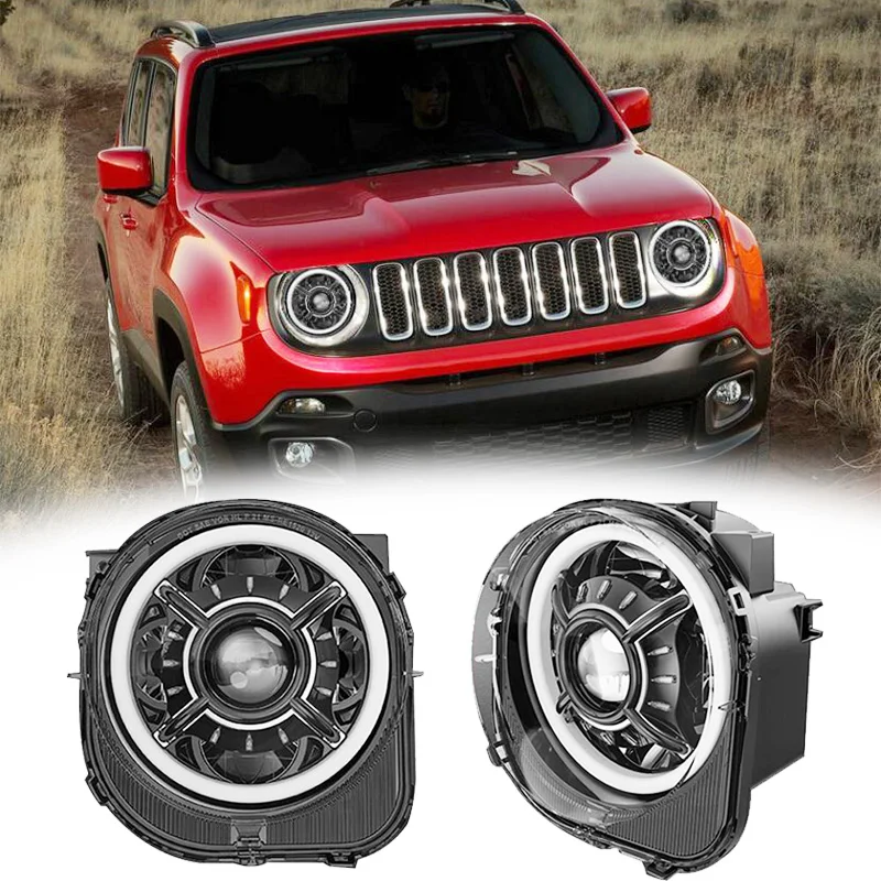 

For Jeep Renegade 2015-2018 LED Headlights DRL Running Lights Bi-Xenon Beam Angel Eyes Auto Headlamp