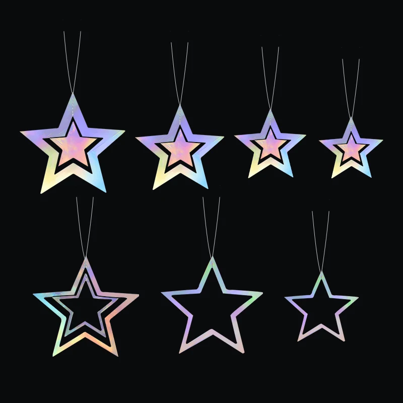 Farbverlauf Silber Papier Stern Girlande für Kinder Geburtstag Party Dekoration Hochzeit Weihnachten Wandbehang Banner Mädchen Junge Baby Dusche – Detail 8