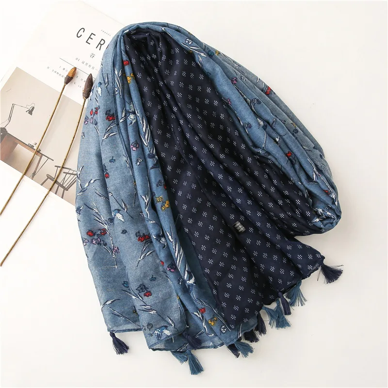 2021 Summer Flower Pattern Tassel Scarves Shawls Long Soft Beautiful Beach Floral Scarf Wrap Hijab Free Shipping