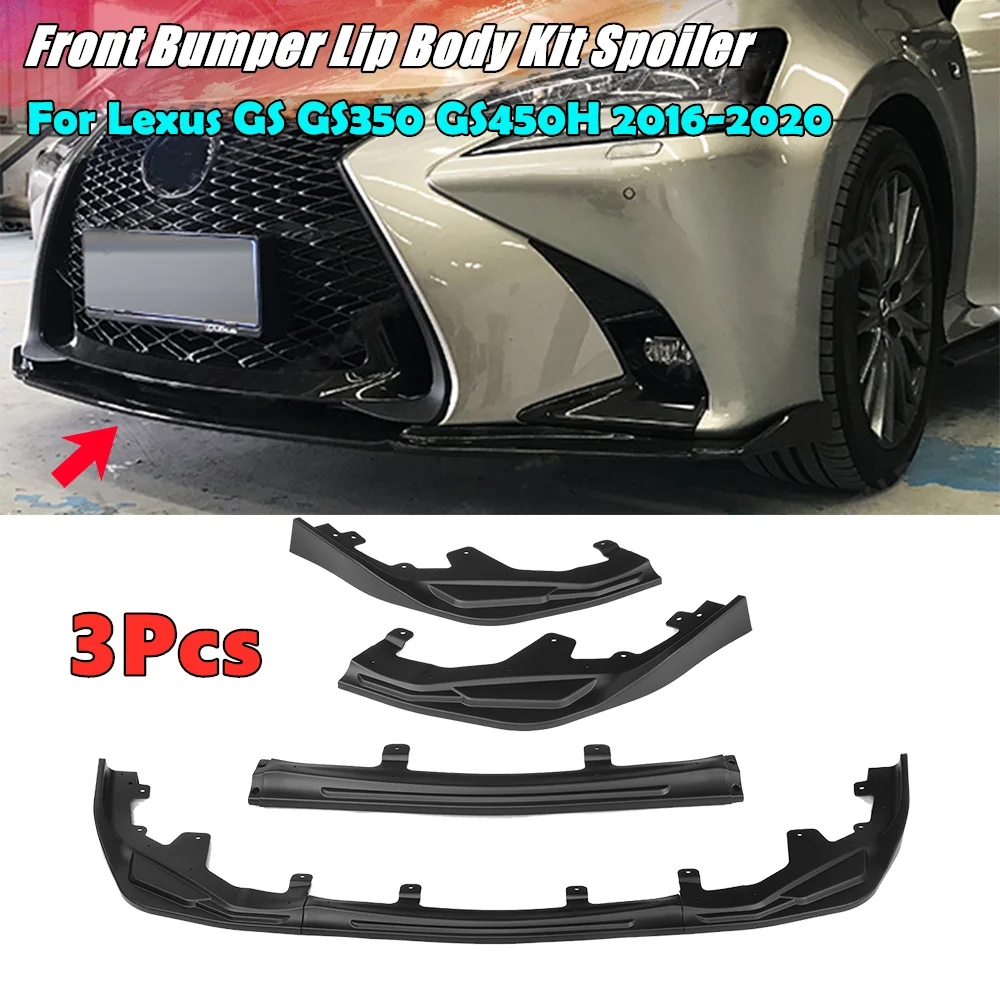 3Pcs Car Front Bumper Splitter Lip Body Kit Diffuser Guard Protector For Lexus GS GS350 GS450H 2016-2020