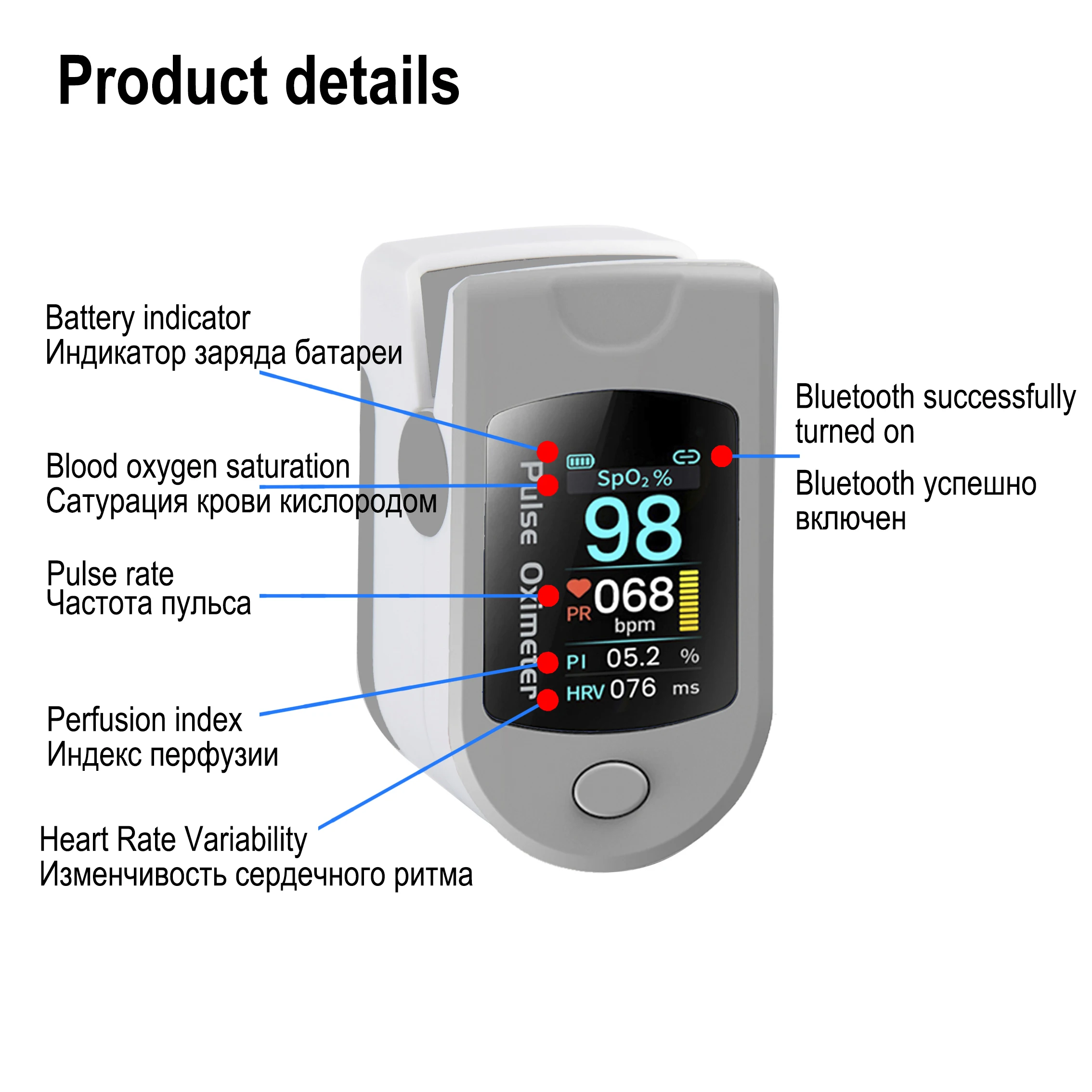 Bluetooth parmak Pulse oksimetre uyku izleme veri analizi parmak ucu Oximetro de pulso de dedo kan oksijen monitörü OLED