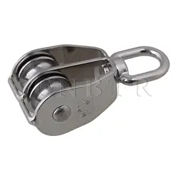 CNBTR M25 25mm Swivel Stainless Steel 304 Double Pulley Block Chain Traction Wheel