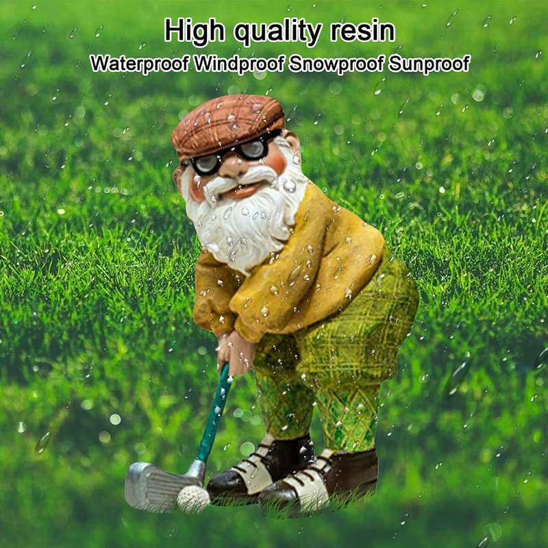 Gnome Old Man Golf Ball Resin Craft Statue Garden Gardening Tabletop Ornament