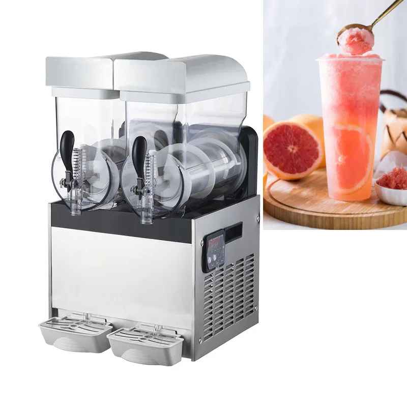 

15L*2 Double tank Snow Mud Machine Ice Cream Maker 700W Snow Melting Machine Commercial Smoothie Slushy Maker Fruit Juice