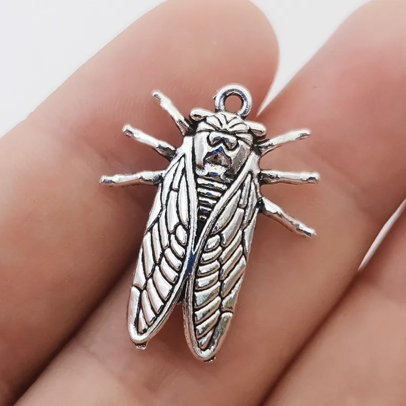 6pcs Cicada Charms Pendant 27x22mm Tibetan Silver Color Pendants Antique Jewelry Making DIY Handmade Craft