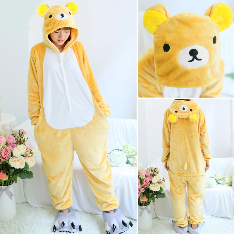 Kigurumi Adult Tiger Cat Onesies Pajamas Pig Bear Frog Animal Winter Fleece Women\'s Sleepwear Cartoon Jumpsuit Halloween Costume