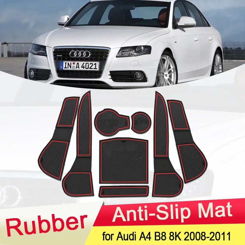 

for Audi A4 B8 8K 2008 2009 2010 2011 RS Rubber Anti-slip Mat Door Groove Cup Phone Pad Gate Slot Car Coaster Accessories RS3