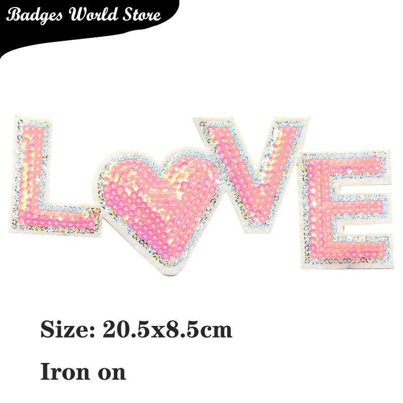 Cartoon Decorative Shiny Love Sequin icon Embroidered Applique Patches For Stickers DIY Iron on Badges on the backpack