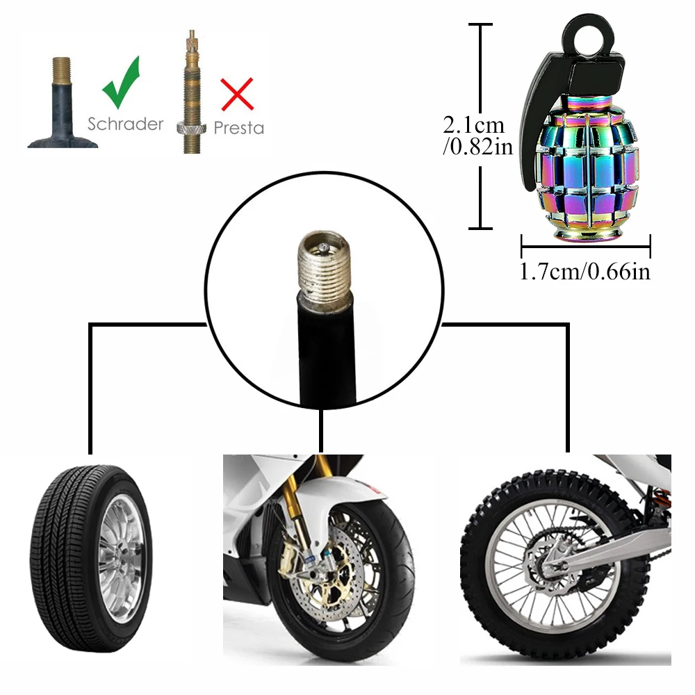 AUTCOAT-Tapas de válvula de neumático de rueda de motocicleta, cubierta de válvula de aire de neumático de bicicleta, Universal, 4 piezas por juego