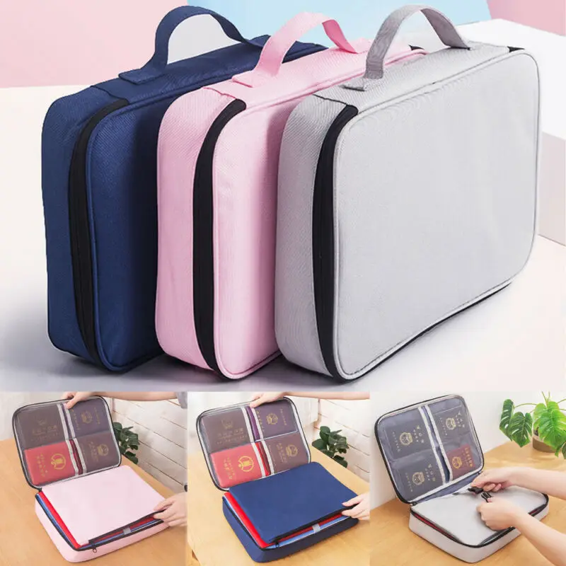 Folder Durable Waterproof Travel ID Card Passport Storage Bag Document File Organizer Zipper Pouch UK