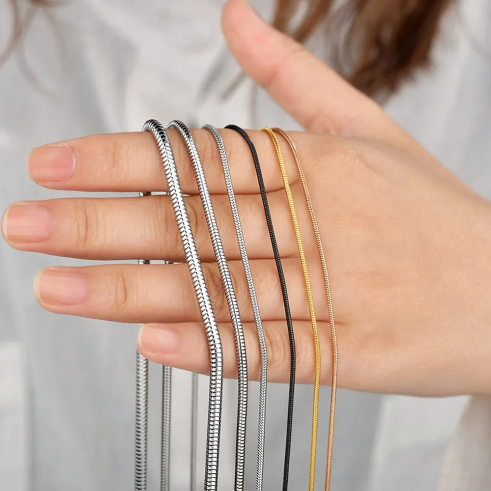 1 Stück Edelstahl-Schlangenkette, Breite 0,9/1,2/1,5 mm, für Anhänger, Halskette, Armband – Detail 1