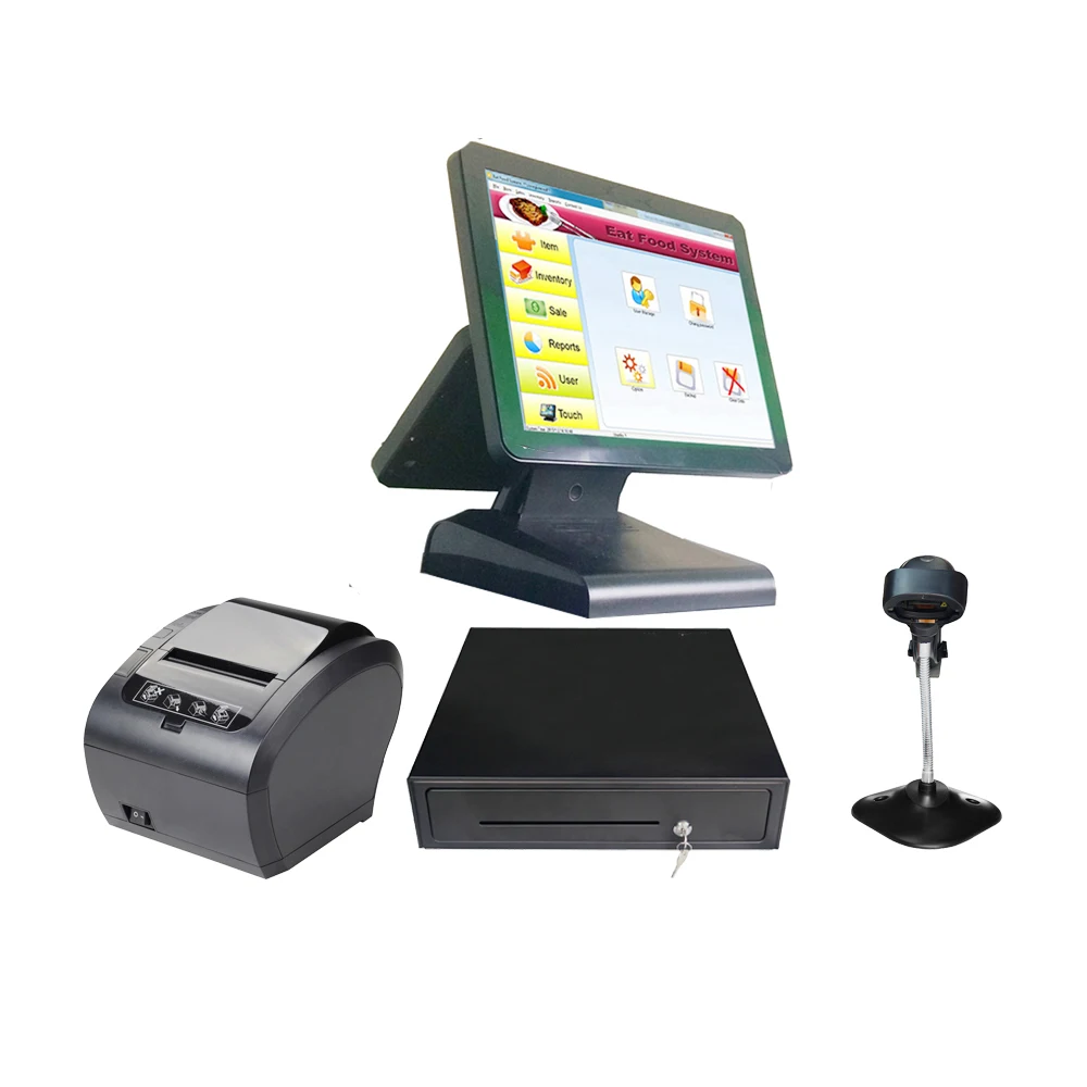 

Full set ComPOSxb 15+12 inch dual screen POS system All In One for retailers printer cash drawer scanner POS Machine