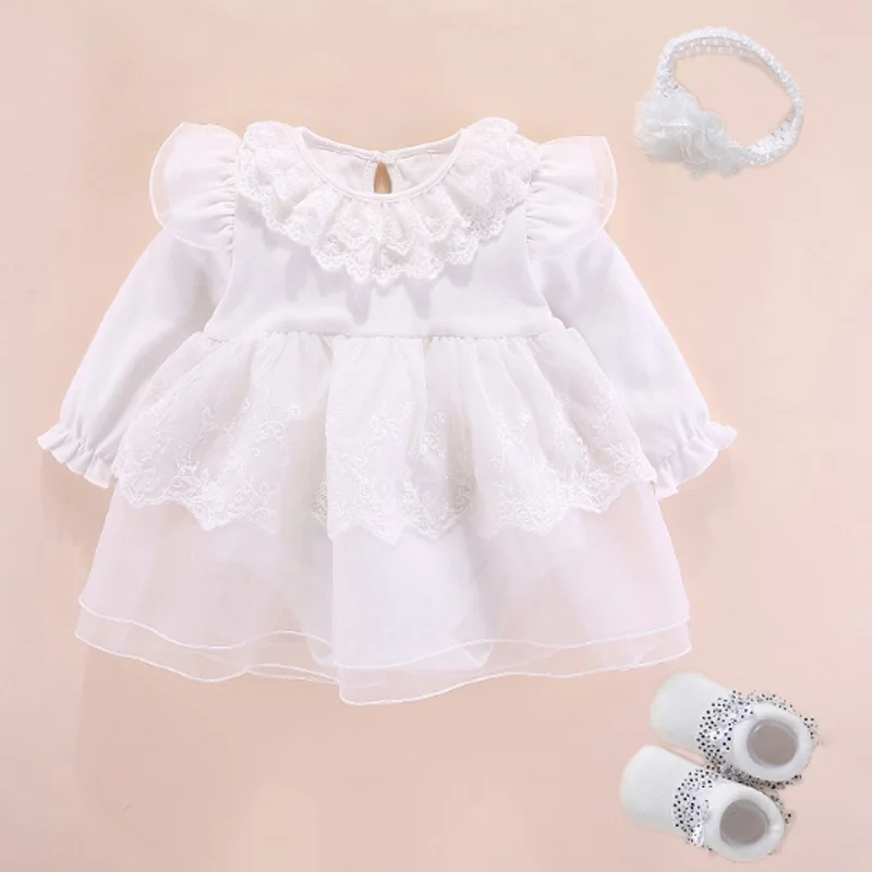 Newborn Baby Girl Dress Baptism Dress White Christening Clothes For Baby Girl Lace Vestido Bebe Robe Bapteme 3 6 9 Months