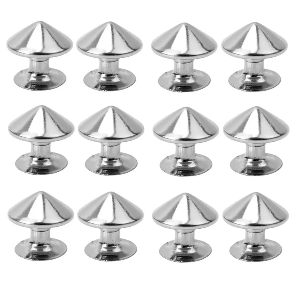 KALASO 100Sets 6mm 8mm10mm DIY Punk Rock Silver Conical Rivet Spikes For Clothes Shoes Bags Decoration Leathercraft Accessories