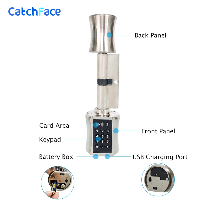 Cerradura de cilindro inteligente TTlock con Bluetooth, cerradura de seguridad inalámbrica con WIFI, aplicación Digital electrónica, código de