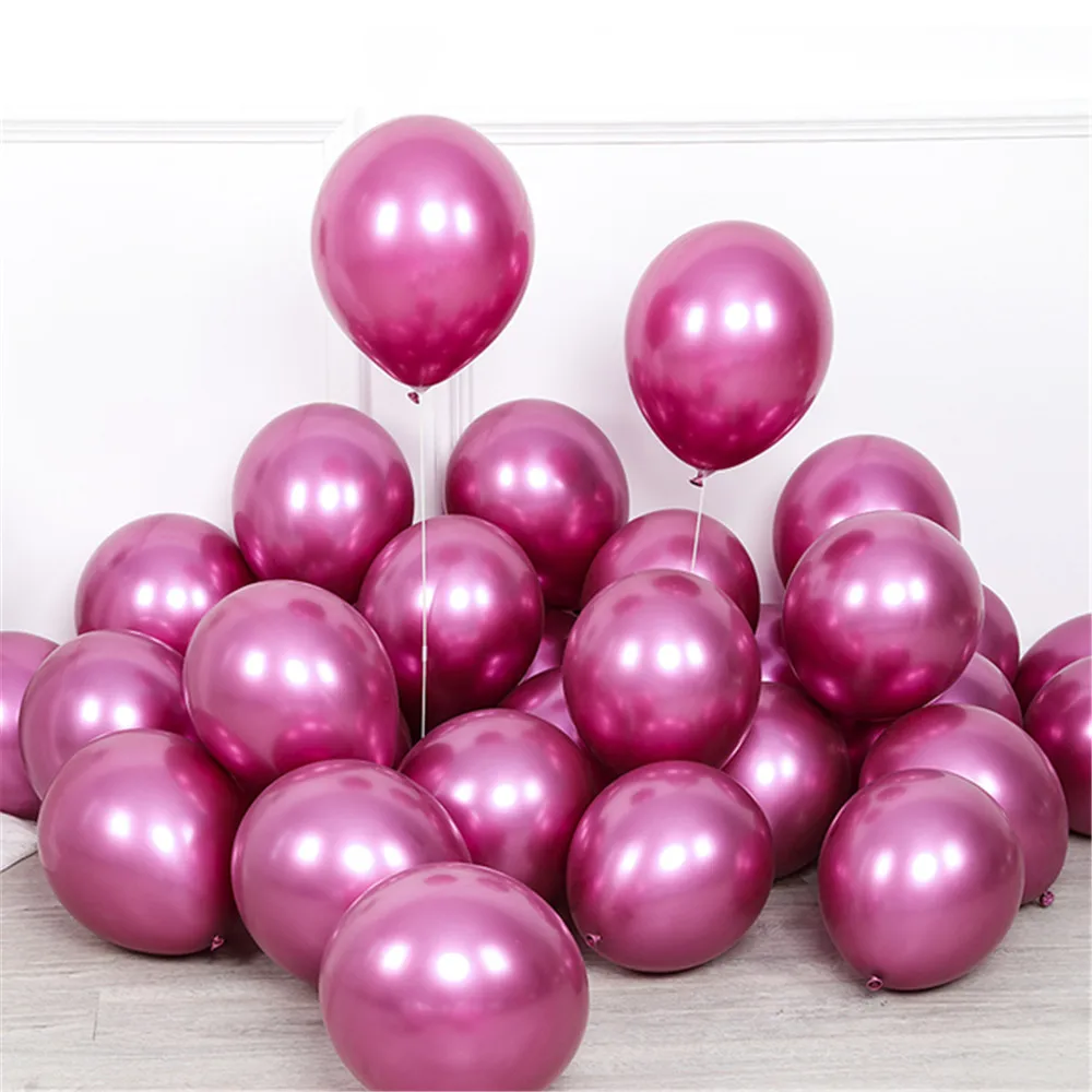 20pcs 12inch New Glossy Metallic Pink Chrome Latex Balloons Thick Pearly Chrome Metal Colors Photograph Wedding Party Decoration