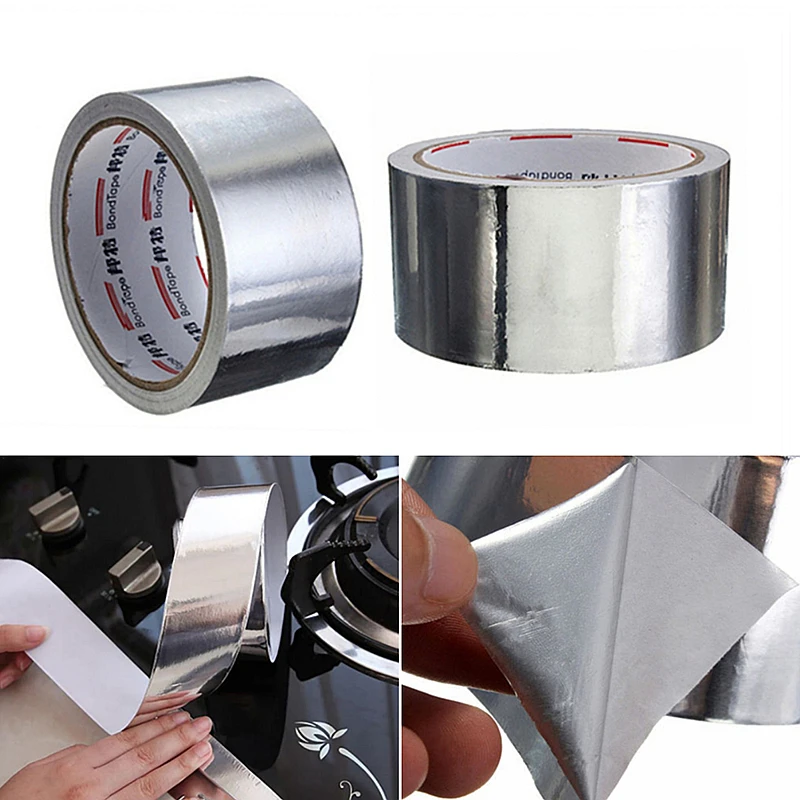 1ม้วน5Cm * 17M ป้องกันความร้อนท่อซ่อมแซมอุณหภูมิสูงทนฟอยล์กาวเทปอลูมิเนียมฟอยล์กาวเทปปิดผนึก
