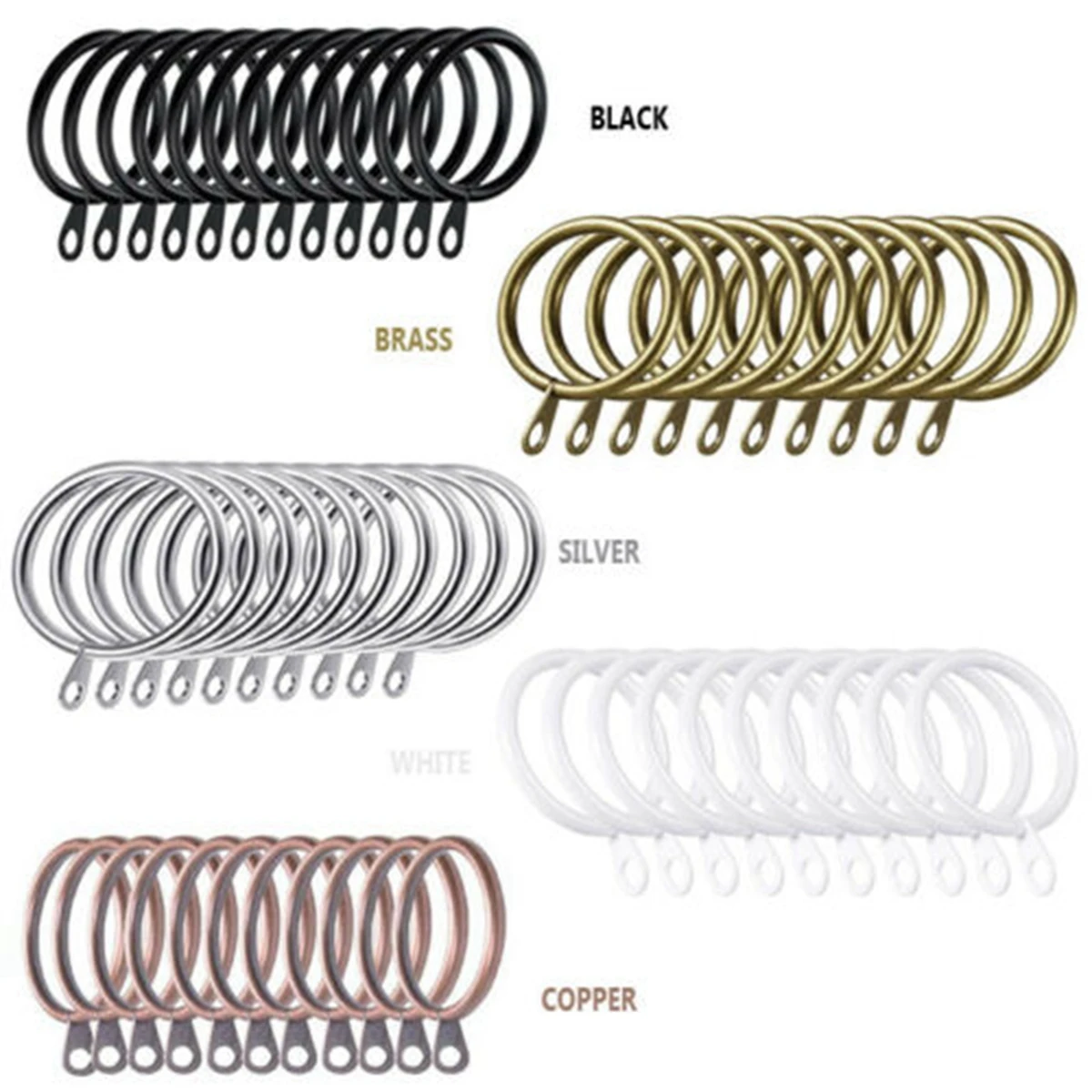 6/12/24/48/60/84/96PCS Curtain Rings Metal Curtain Rings Hanging Hooks for Curtains Rods Pole Voile Heavy Duty Rings