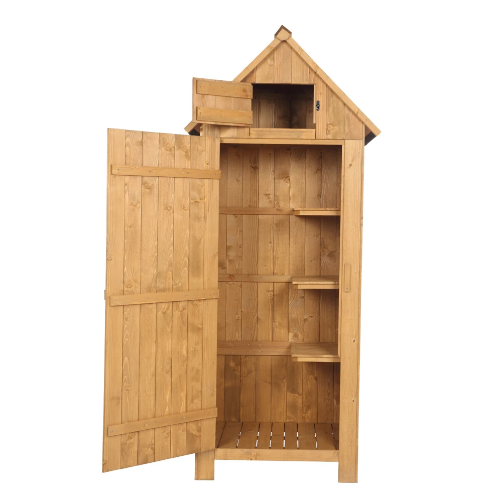 Fir wood Arrow Shed with Single Door Wooden Garden Shed Wooden Lockers Wood Color For Patio Cushions and Gardening Tools