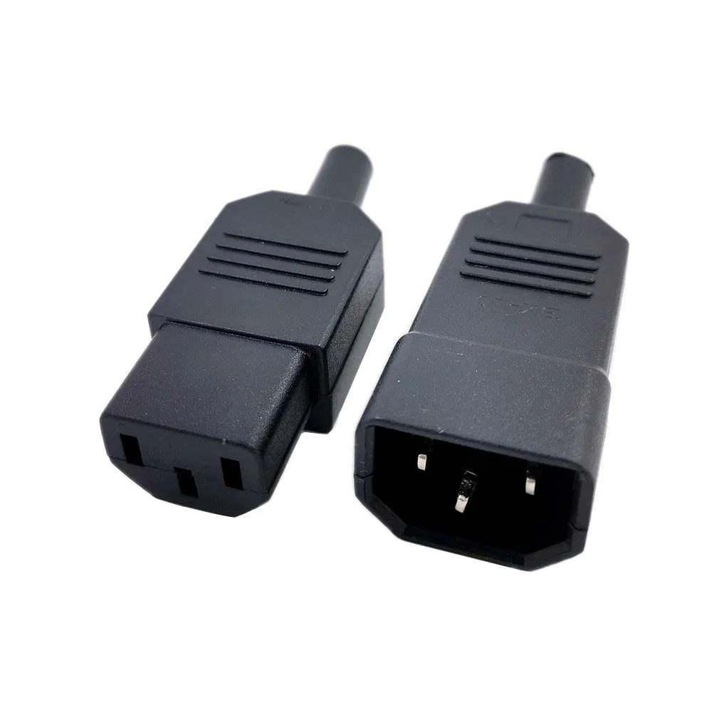 10pcs/lot IEC320 AC C14 Male + C13 Female Inline Rewirable Main Power Socket Plug 250V 10A Connector New Arrival