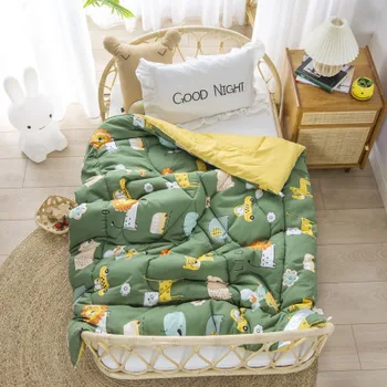 เตียงเด็กผ้านวม 120*150 ซม.เด็กวัยหัดเดินชุดเครื่องนอน Comfy ผ้าห่มอุ่นโรงเรียนอนุบาลเด็กผู้หญิงผ้าฝ้ายผ้าห่มเด็กผ้าฝ้ายผ้าปูเตียง