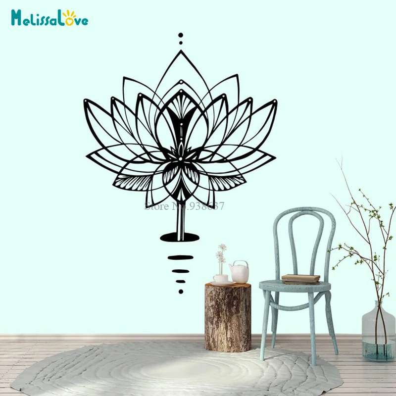 Lotus Decal Yoga Studio Vinyl Wall Sticker Decals Mandala Ornament Moroccan Pattern Namaste Home Decor Boho Bohemia poster BA708