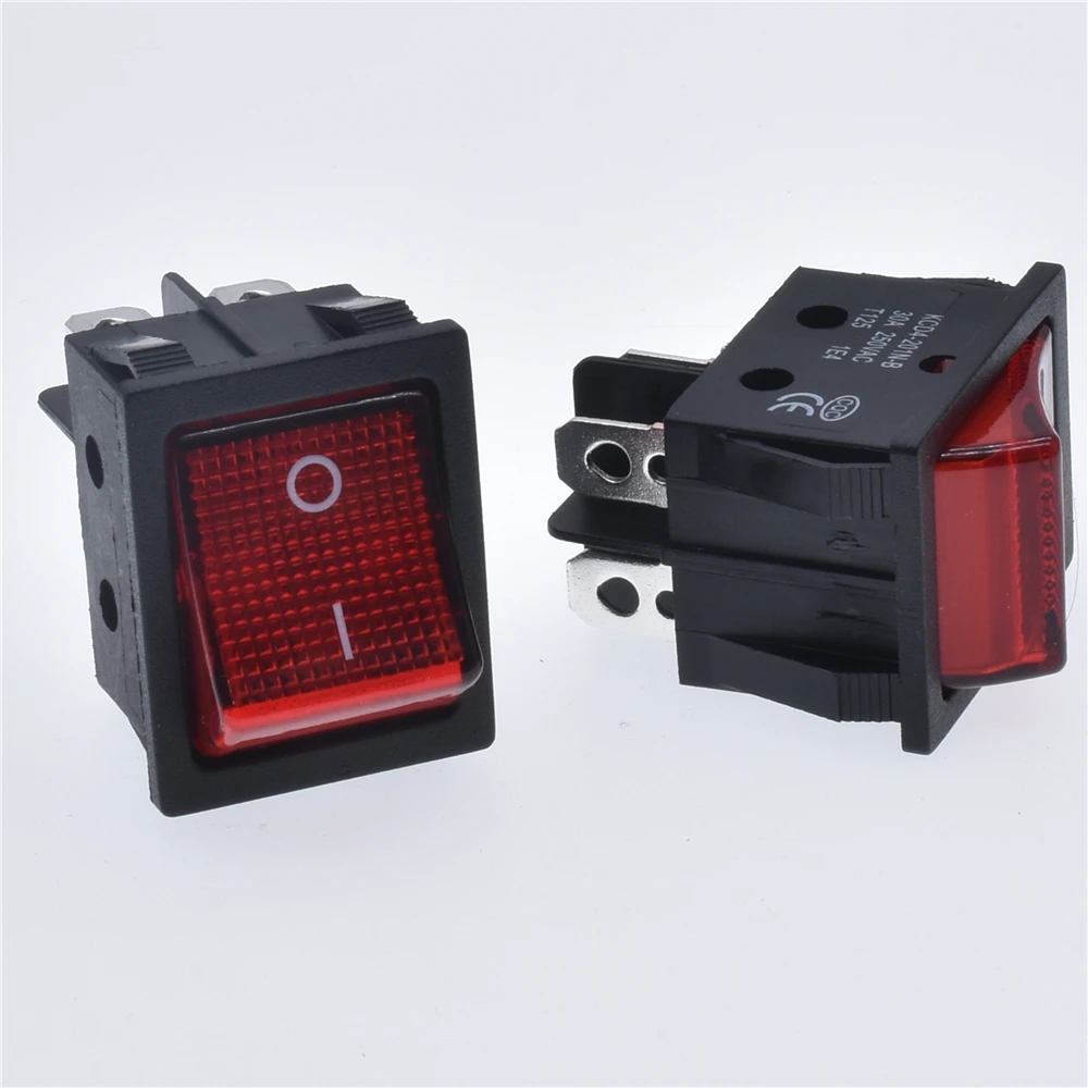 Special for Eelding Machine 30A 250V ON-OFF High Current KCD4 22*29 Red Copper Rocker Power Switch 4Pin Button Electrical Access