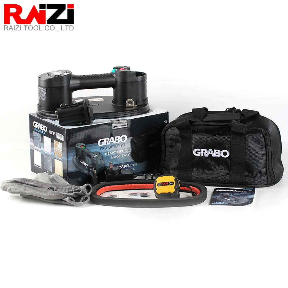 Raizi Pro GRABO Vacuum Lifter with Digital Display for Wood Drywall Granite Glass Tile Porcelain Smart Start-stop Suction Tool