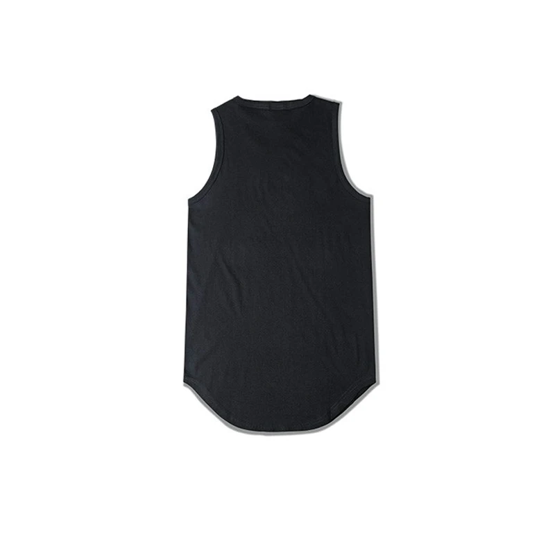 Streetwear Sleeveless Curved Hem Long line Tops Summer Hip Hop Extended tank top men Vintage Cool Urban Blank Vest TX151-R