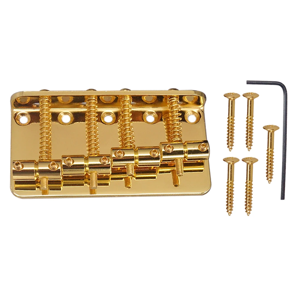 Golden 4 String Bass Bridge for Electric Bass Replacement Accessory