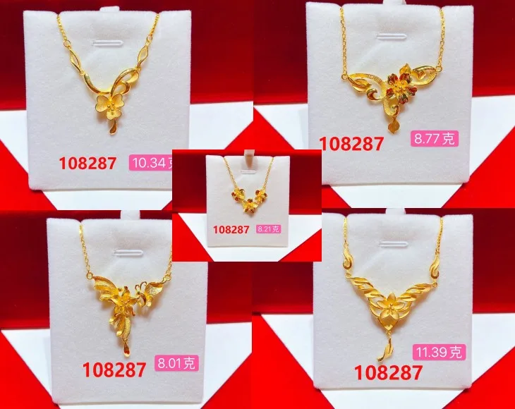 

HX 24K Pure Gold Necklace Real AU 999 Solid Gold Chain Brightly Simple Upscale Trendy Classic Fine Jewelry Hot Sell New 2023