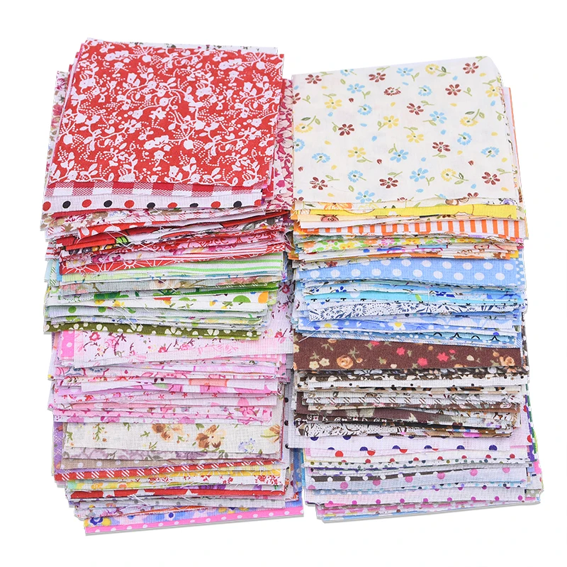 50Pcs 10X10cm Square Assorted Floral Printed Cotton Cloth Sewing Quilting Fabric for Patchwork Needlework DIY Handmade Material