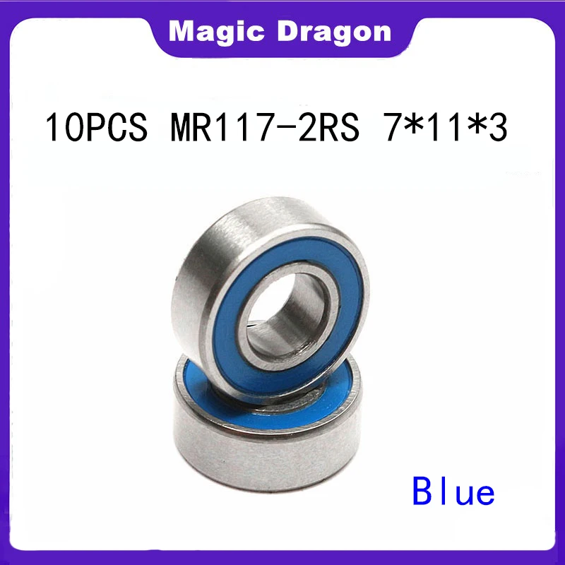 MR117-2RS Łożysko ABEC-5 10 SZTUK 7x11x3 mm Miniaturowe łożyska kulkowe MR117RS Niebieskie uszczelnione łożysko MR117 2RS